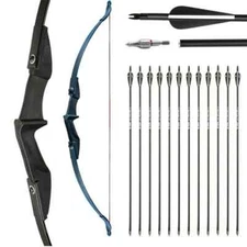 57 in Archery Recurve Bow 30lb/40lb Right Left Hand w/ 12X Fiberglass Arrows Set