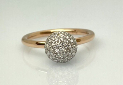 MODERN BALL RING 18kt. TWO TONE GOLD with 71 NATURAL DIAMONDS approx. 0.70Ct., TW-VS