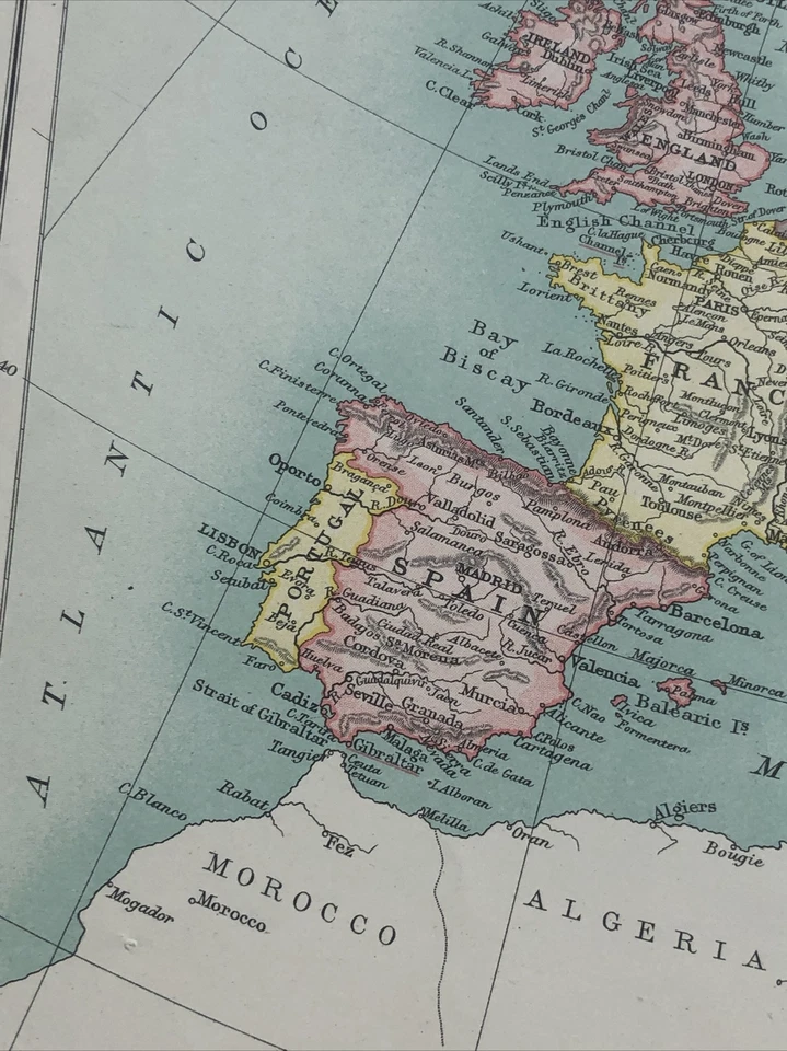 1910: Antiguo mapa político de Europa vintage regalo de Navidad impresión en color #7 CS Foto 3 de 4