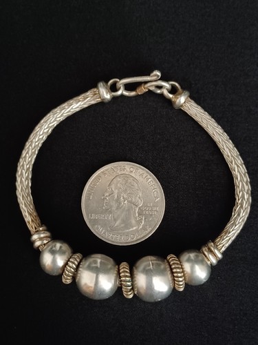 Vintage Sterling Silver 7" Chunky Beaded Bracelet Solid 925 Silver 33g - Picture 7 of 7