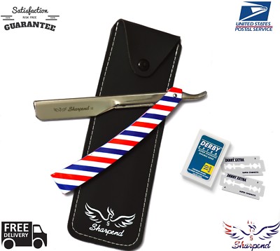  Professional Barber Hair Shaving Razor Straight Knife Navaja With Free 10 Blade