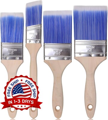 Bates Set De 4 Brochas De Pintura Con Mango De Madera Profesional Casa Molduras.