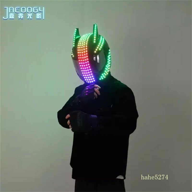LED Luminous Helmet Concert Mask Wearable Helmet Bar Performance Cosplay Prop  - Image 4 of 4