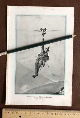 Alpini on a tightrope Alpinist Soldier WW1 Photo Equipment Engineering Weapon19