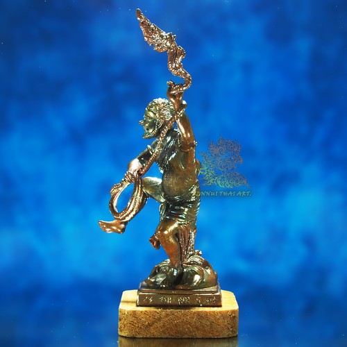 Thai Amulet Red Mask PranBoon Manorah Mini Statue Bronze 5"Tall Luck Fortune - Picture 4 of 11