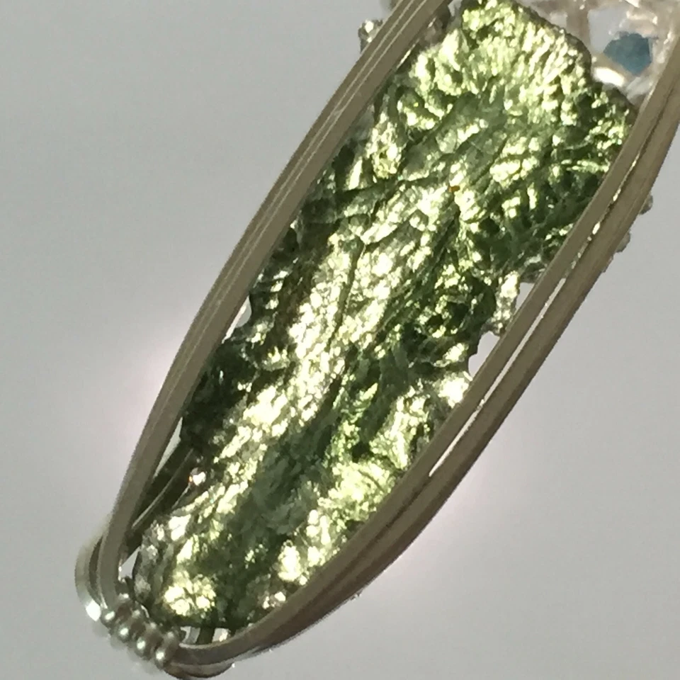 Moldavite with Herkimer Crystal Necklace Pendant Czech Republic Tektite S61 ZP - Image 2 of 4