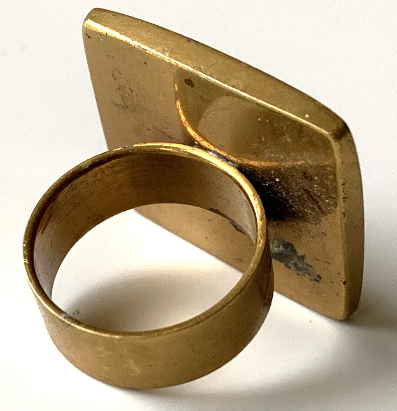 Vintage Large Statement Black Square Ring with Ta… - image 2