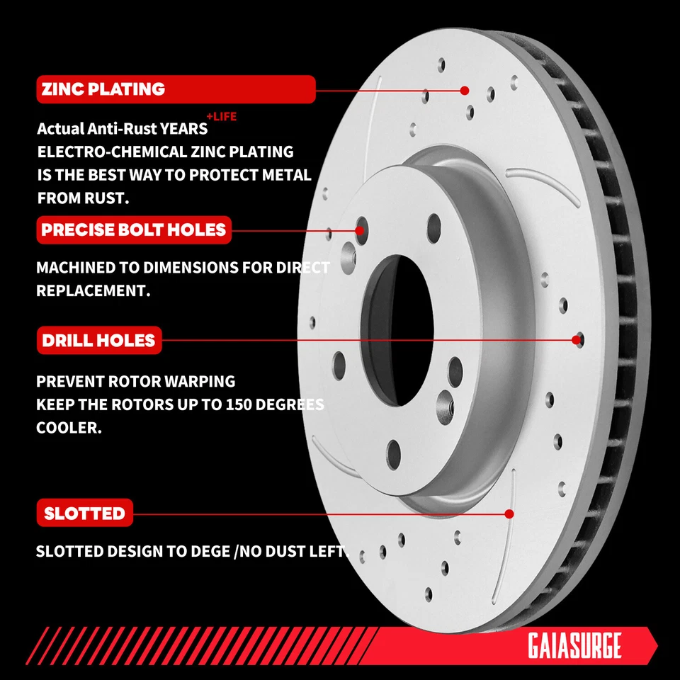 Front Brake Rotors + Brake Pads for 2007 2008 2009 2010-2012 for Mazda CX-7 Foto 4 de 4