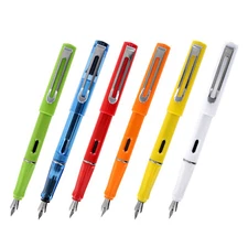 JinHao 599A Plastic Fountain Pen, Medium Nib, Assorted Colors, 6-Count