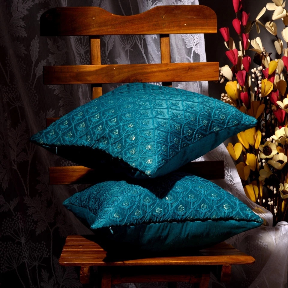 sofa pillow covers teal blue living room cushion cover throw pillow for couch 2p - Image 2 of 4