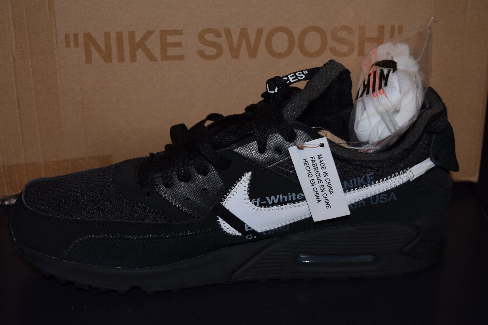 Nike X OFF-WHITE Air Max 90 Black Virgil Abloh AA7293 001 BEST PRICE  ANYWHERE 191885816463 | eBay