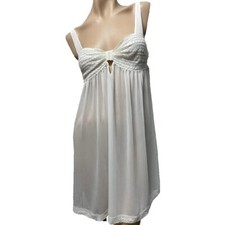 NWT $69 Oscar de la Renta 2pc Chemise Nightgown w Thong MEDIUM Pearl White