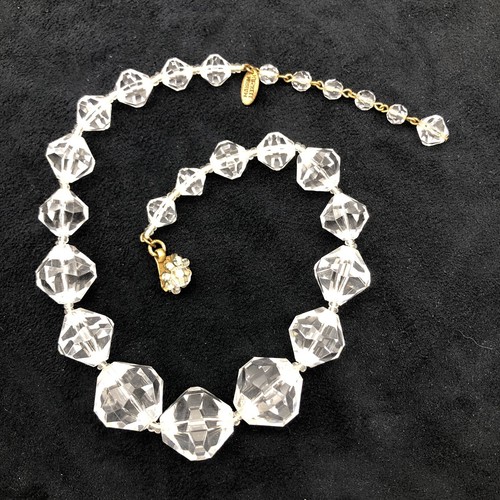 Miriam Haskell Clear Faceted Lucite Choker Necklace Vintage - Picture 11 of 22