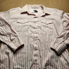 Vintage Panhandle Slim Mens Striped Long Sleeve Pearl Snap Shirt Size 17.5 x34