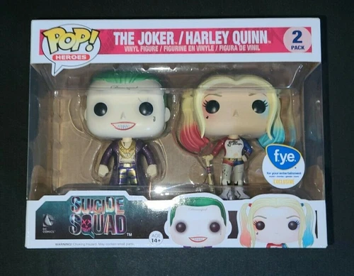 NEW/Rare "Suicide Squad" Joker & Harley Quinn FYE Exclusive Funko POP! 2 PACK 