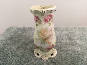 Antique Royal Bayreuth Bavaria Hatpin Holder Beautiful Rose Tapestry 