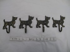  4 NEW Dog Coat Hook Cast Iron Antique Pewter Finish 6" x 5" Terrier