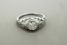 0.66Ct White Round Cut Vintage Filigree Engagement Wedding Ring In 925 Silver