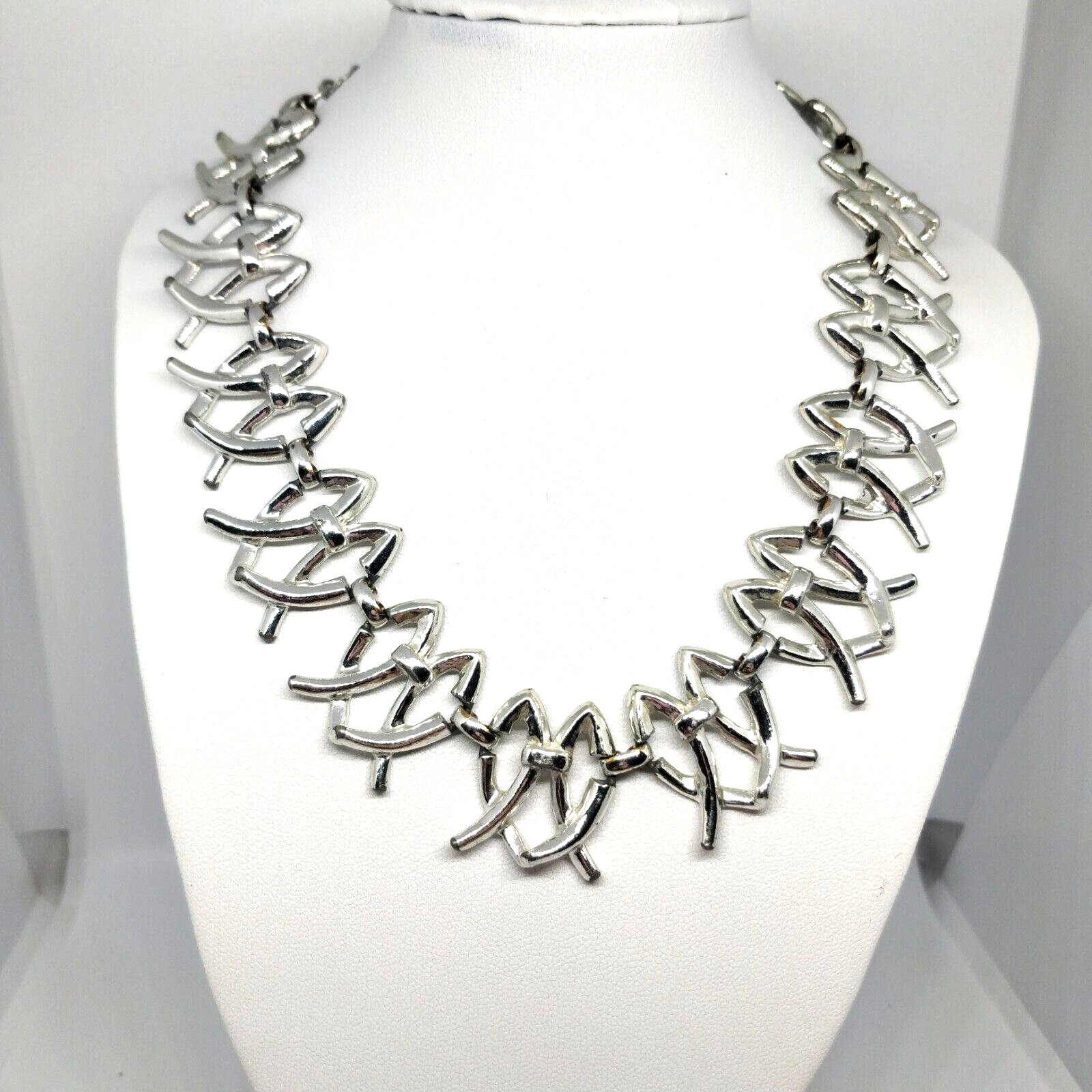 Silver Tone Statement Necklace Adjustable - image 1