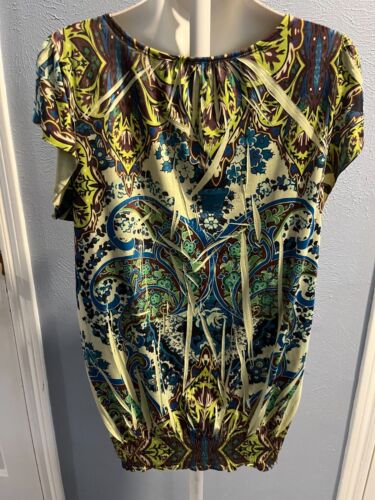 One World Floral Blouse, Studded,Flutter Sleeve,Multicolor,Size Large - 第 4/4 張圖片