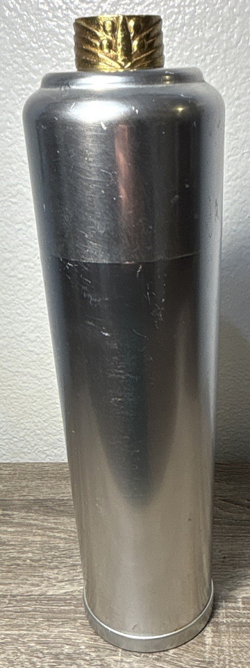 A genuine 1940s Art Deco Kensington aluminum cocktail shaker set — the kind of barware that belongs on a Mad Men set, not a garage sale shelf.