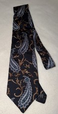 MARK ALEXANDER 100% SILK TIE. Black With Blue&White Paisley Accents! Made In USA