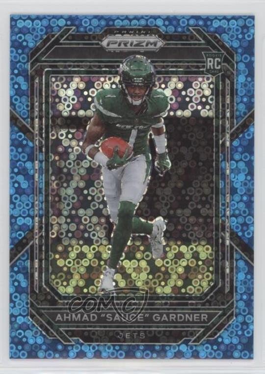 2022 Panini Prizm Rookies No Huddle Blue /79 Ahmad Gardner Sauce #341 Rookie RC