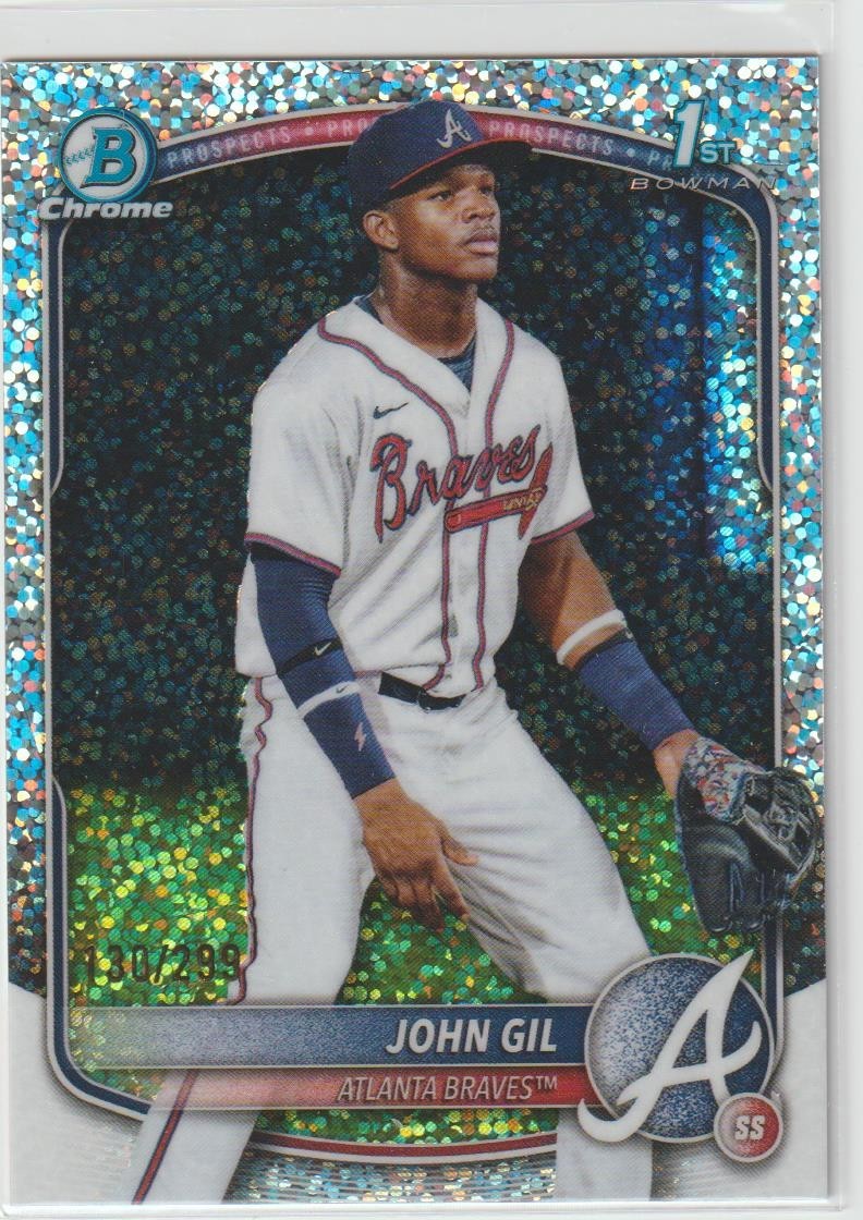JOHN GIL 2025 BOWMAN CHROME 1ST BOWMAN SP SPECKLE REFRACTOR RC #130/299
