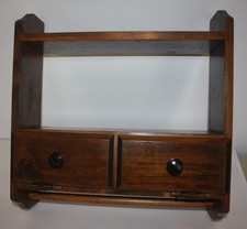 Hand Crafted Solid Wood 3 Tier Wall Shelf with Towel Bar