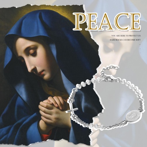 Kreuz Rosenkranz Perlen Katholisch Armband: Edelstahl Jesus Christus Kruzifix Tannen - Bild 5 von 7