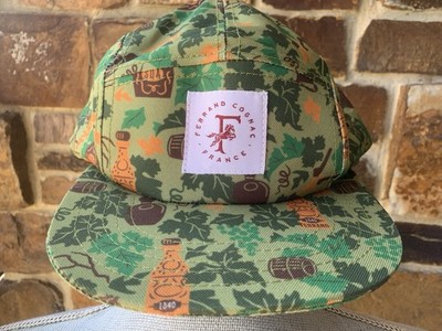 NWOT Pierre Ferrand Cognac France 5 Panel Hat Cap in Green Floral Buckle Back