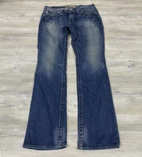 Big Star Women 29L Maddie Boot Jeans Mid Rise Med Wash Distressed