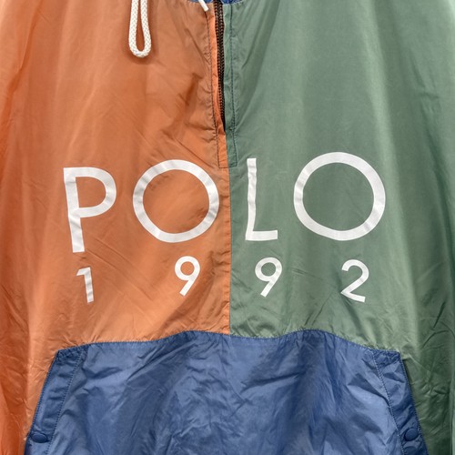 Polo Ralph Lauren 1992 Windbreaker Jacket XL Colorblock Sport Spell Out Hooded - Picture 5 of 15