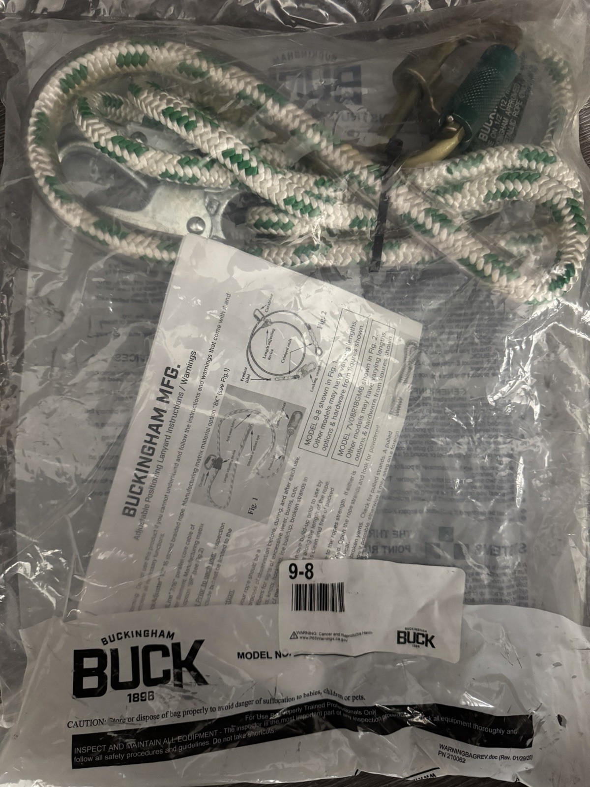 Buckingham 9-8 BuckAdjuster™ 8 ft. Fully Adjustable Positioning Lanyard
