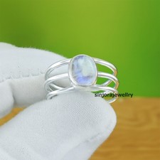 Rainbow Moonstone 925 sterling silver handmade Gift Ring US size 5 to 13