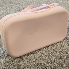 Monat Silicone Travel Case Zip Soft Pink Handle Hanging Cosmetic Bag EUC