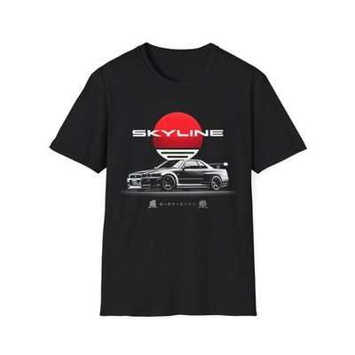 R34 Skyline Shirt   Rising Sun JDM Tuner Tee | R34 GTR Japan Style