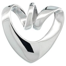 925 Sterling Silver Large Floating Heart Cutout Pendant 1 1/16 Inch (27mm) Tall