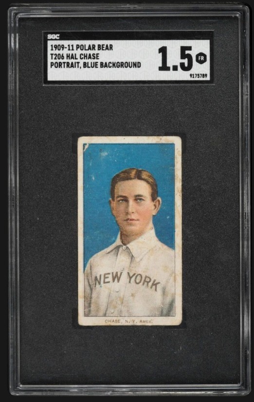 1909-11 Polar Bear Cigarettes T206 Hal Chase Baseball Card Graded SGC 1.5