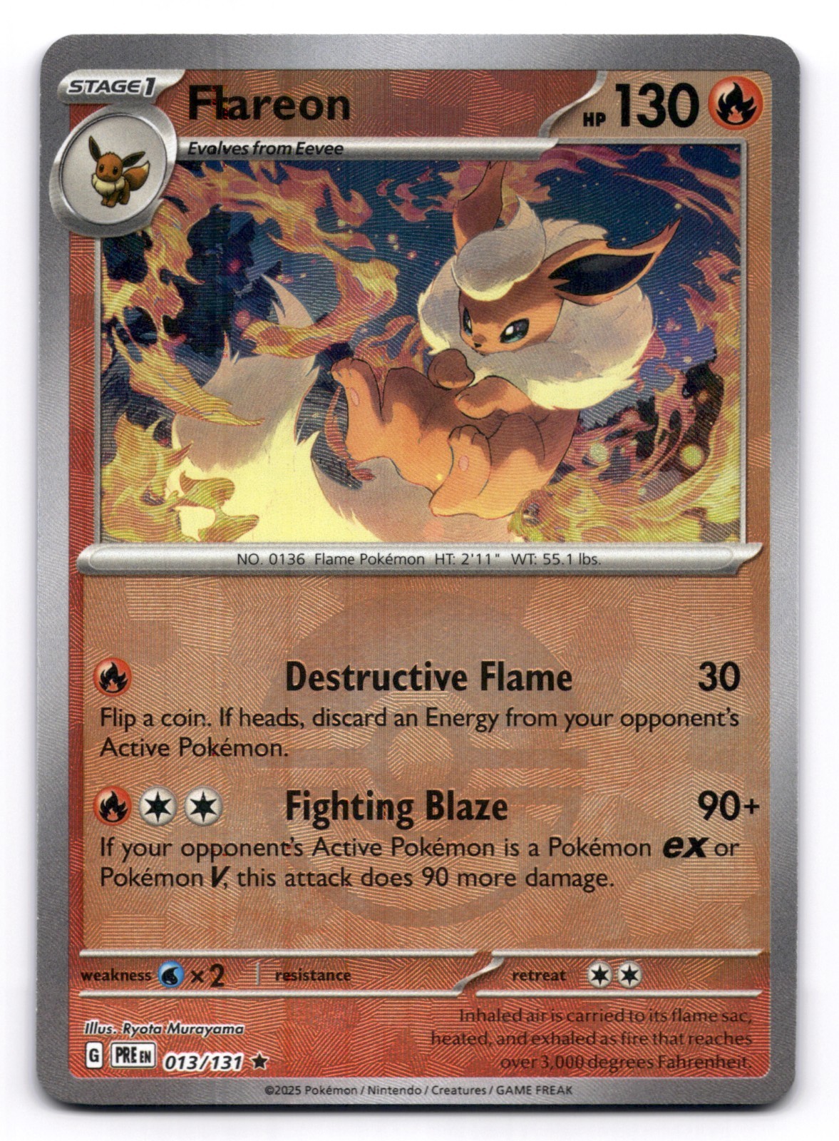 Flareon NM Pokeball 013/131 Prismatic Evolutions Pokémon TCG Pokeball Holo