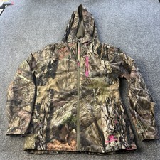 Mossy Oak Women's Camo Full Zip Jacket Pink Accents Hunting Small S 34-36 Hooded