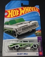 Hot Wheels 1959 Chevy Impala Layin' Low 1:64 Diecast White/Green Unopened JJK81