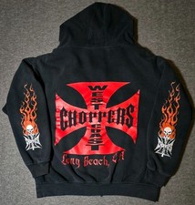 Vintage West Coast Choppers Jesse Who Zip Hoodie Long Beach Flame Skull Y2K