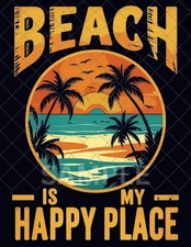 Beach Retro Travel Poster,Printable  Wall  Art - Instant Digital Download