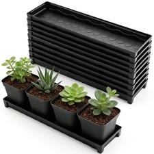 10 Pack Plastic Plant Pot Trays with Drainage Holes for Windowsill Use