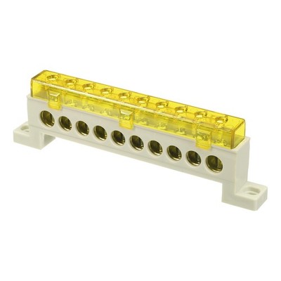 Terminal Ground Bar, 10 Positions 9x14mm Ground Block for Electrical, Yellow