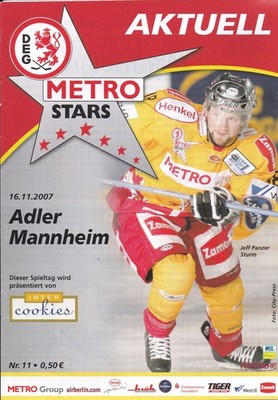 Programm DEG Metro Stars - Adler Mannheim  16.11.2007 - DEL - Eishockey 07/08