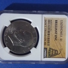1974 Eisenhower $1 NGC Certified Brilliant Uncirculated 'Don't Tread On Me' Coin