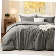 California King Comforter Set Grey,3PCS Soft Cal King 104"x96" 08grey