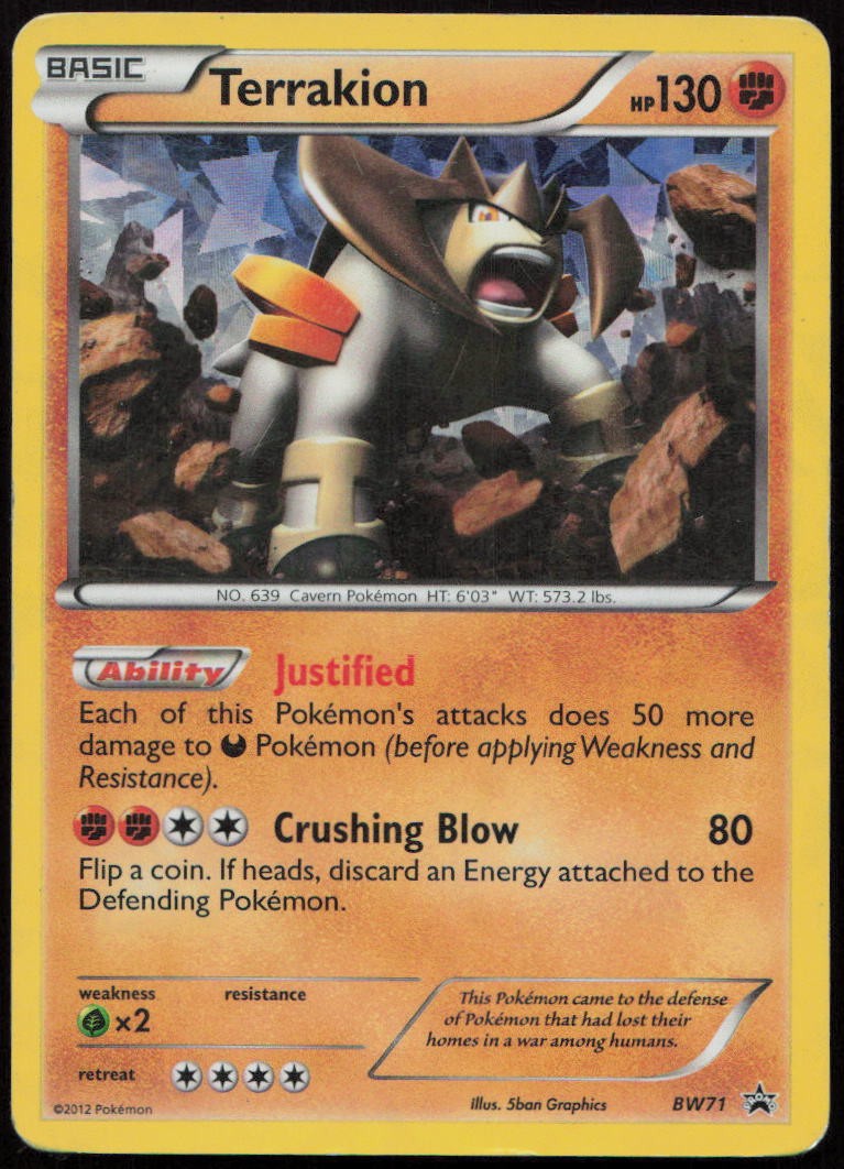 Terrakion (Cracked Ice Holo) BW71 HP Black And White Promo Holo Pokemon